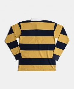 Non Stock MFG. CO. Classic Fit Striped Jersey Rugby Shirt - Yellow And Navy Blue Stripe TOPS