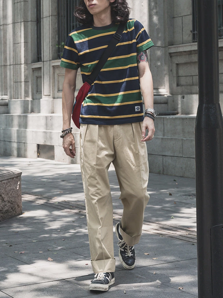 Non Stock MFG. CO. 1930s IVY Style Double Pleated Chino Trousers - Khaki May 2022 3 Non Stock MFG. CO. 1930s IVY Style Double Pleated Chino Trousers - Khaki May 2022