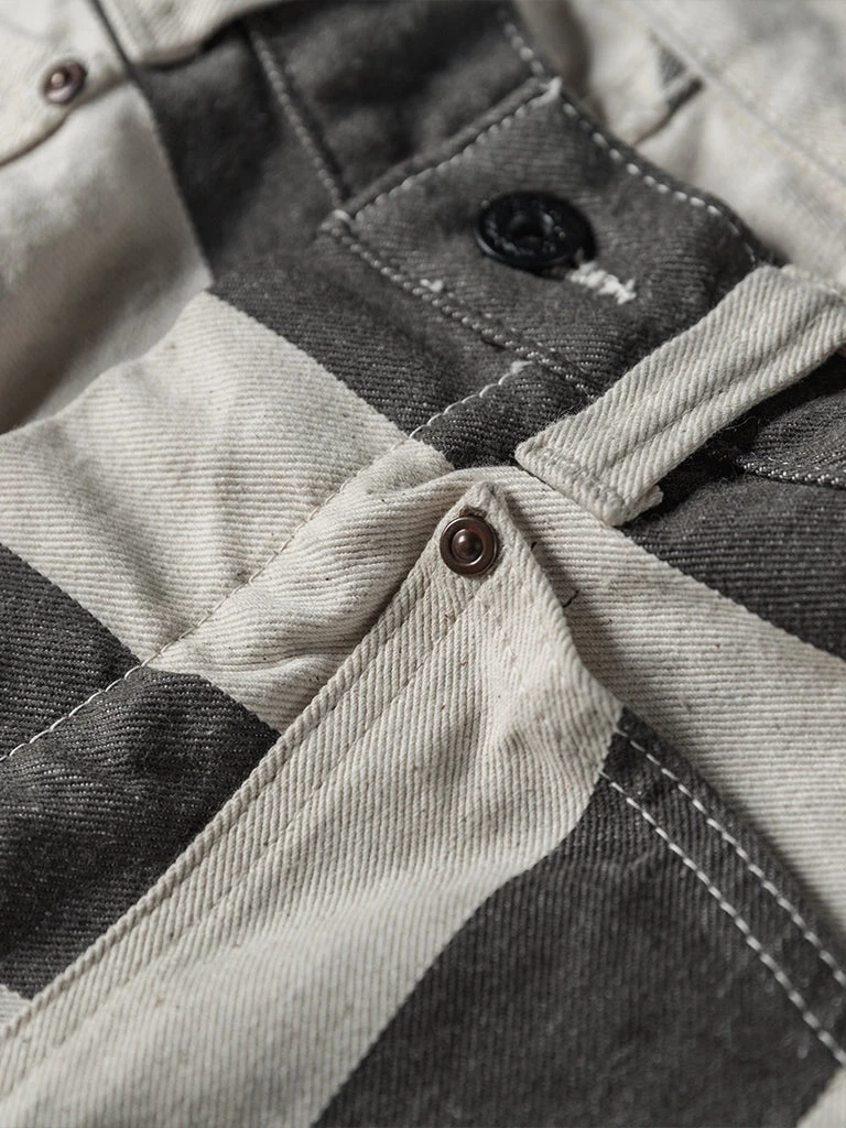 Non Stock MFG. CO. 11.5 Oz Heavyweight Wide Striped Prisoner Shorts 13 Non Stock MFG. CO. 11.5 Oz Heavyweight Wide Striped Prisoner Shorts