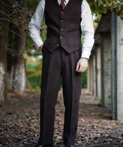 Annual Ring BOTTOMS 1920s Chocolate Brown Tweed Trousers