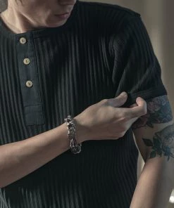 Bronson MFG. CO. BEST SELLERS 11 Oz Retro Ribbed Cotton Henley T-Shirt - Black 11 Bronson MFG. CO. BEST SELLERS 11 Oz Retro Ribbed Cotton Henley T-Shirt - Black