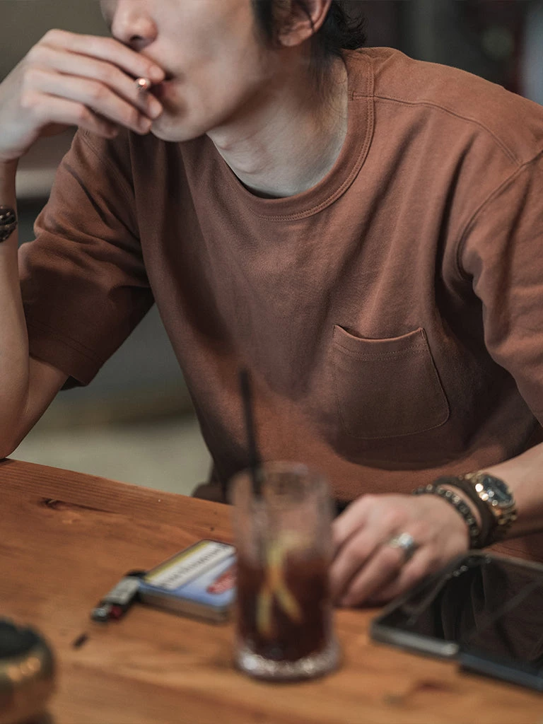 Non Stock MFG. CO. TOPS 9.8 Oz Cotton Classic Pocket T-Shirt - Light Brown 6 Non Stock MFG. CO. TOPS 9.8 Oz Cotton Classic Pocket T-Shirt - Light Brown