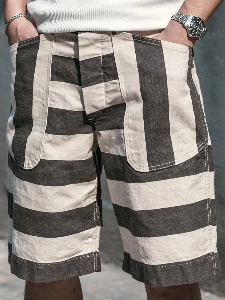 Non Stock MFG. CO. 11.5 Oz Heavyweight Wide Striped Prisoner Shorts 3 Non Stock MFG. CO. 11.5 Oz Heavyweight Wide Striped Prisoner Shorts
