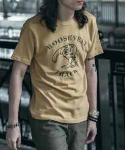 Non Stock MFG. CO. Vintage Roosevelt Track Print Short Sleeve T-Shirt - Ginger June 2022