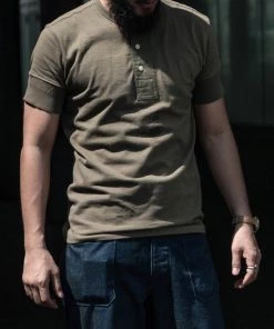 Bronson MFG. CO. Vintage Short Sleeve Henley T-Shirt - Green