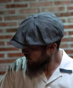 Non Stock MFG. CO. Old Time Denim Stripe Newsboy Cap