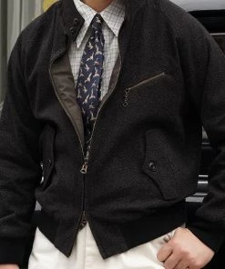 Annual Ring 12 Oz Salt & Pepper Chambray Harrington Jacket OUTERWEAR