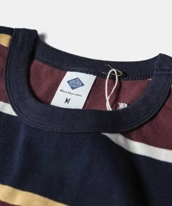 Non Stock MFG. CO. 9.8 Oz IVY Style Striped T-Shirt - Burgundy Red/Navy