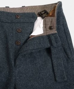 Annual Ring 1930s American Style Herringbone Navy Tweed Trousers 30 Annual Ring 1930s American Style Herringbone Navy Tweed Trousers