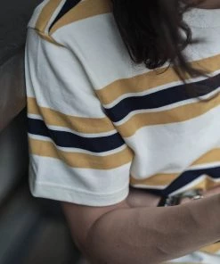 Non Stock MFG. CO. NEW ARRIVALS 9.8 Oz IVY Style Striped T-Shirt - Maize/Blue