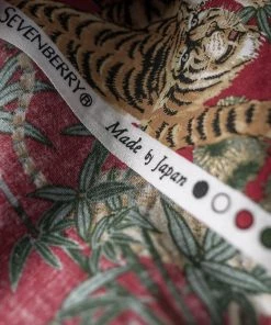 Bronson MFG. CO. Lot AS08 Ukiyo-e Tiger & Bambo Pattern Aloha Shirt - Wine Red NEW ARRIVALS