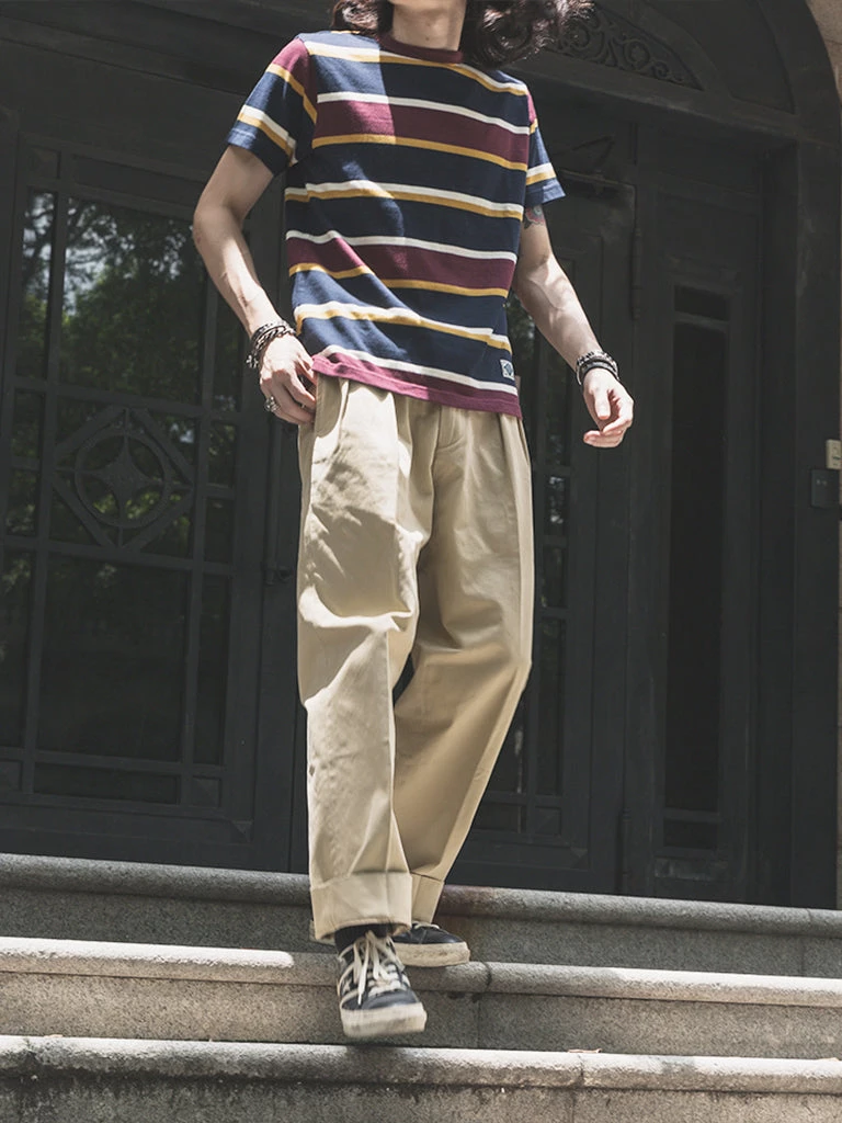 Non Stock MFG. CO. 1930s IVY Style Double Pleated Chino Trousers - Khaki May 2022 4 Non Stock MFG. CO. 1930s IVY Style Double Pleated Chino Trousers - Khaki May 2022