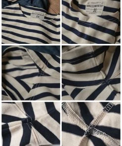 Bronson MFG. CO. French Sailor Boat Neck Breton Stripe T-Shirt - White/Navy