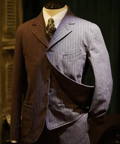 Annual Ring 1900s French Salt & Pepper Striped Chambray Sack Jacket BEST SELLERS