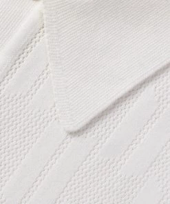 Annual Ring Retro Knitted Jacquard Polo Shirt - White BEST SELLERS