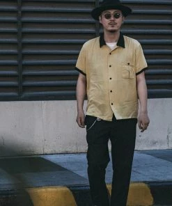 Non Stock MFG. CO. Loose Embroidery Bowling Shirt - Yellow