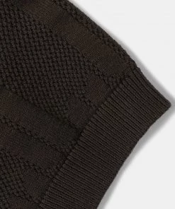 Annual Ring Retro Knitted Jacquard Polo Shirt - Vintage Olive