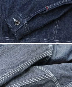 Ranger Overall Embroidered Double Pocket Denim Work Jacket - Demin Blue