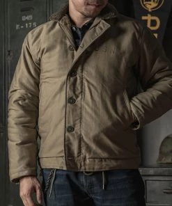 Bronson MFG. CO. TOPS 1940s USN Type N-1 Deck Jacket - Khaki Stencil 19 Bronson MFG. CO. TOPS 1940s USN Type N-1 Deck Jacket - Khaki Stencil