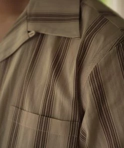 Annual Ring Yarn-Dyed Dobby Open Collar Shirt