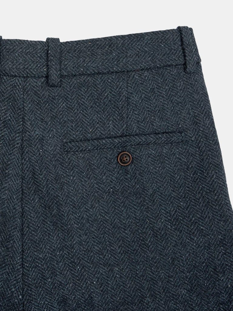 Annual Ring 1930s American Style Herringbone Navy Tweed Trousers 10 Annual Ring 1930s American Style Herringbone Navy Tweed Trousers