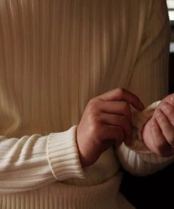 Annual Ring Merino Wool Roll Neck Sweater - White