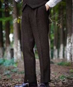 Annual Ring BOTTOMS 1920s Chocolate Brown Tweed Trousers