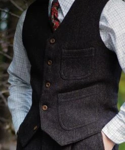 Annual Ring Chocolate Brown Tweed Hunting Vest
