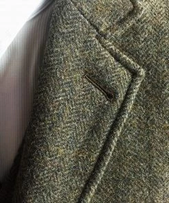 Annual Ring Single Row Two-Button Herringbone Tweed Suit Jacket - Brown TOPS