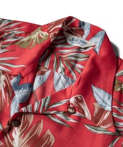 Non Stock MFG. CO. Plants & Flowers Pattern Aloha Shirt - Red TOPS
