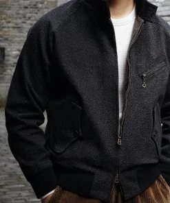 Annual Ring 12 Oz Salt & Pepper Chambray Harrington Jacket OUTERWEAR