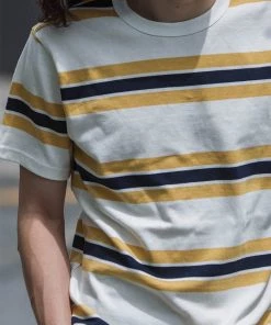 Non Stock MFG. CO. NEW ARRIVALS 9.8 Oz IVY Style Striped T-Shirt - Maize/Blue