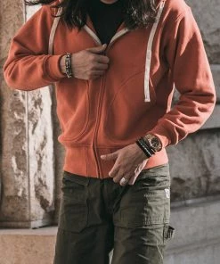 Non Stock MFG. CO. 17.5 Oz Terry Cloth Zip-Up Hoodie - Brick Red