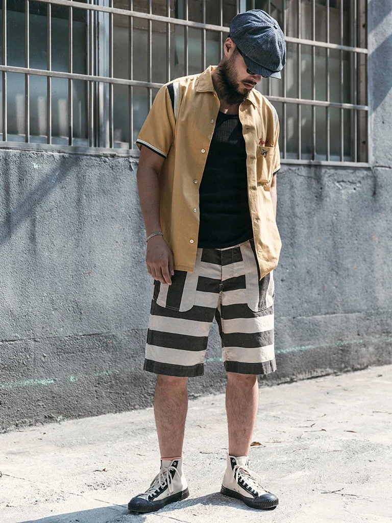 Non Stock MFG. CO. 11.5 Oz Heavyweight Wide Striped Prisoner Shorts 7 Non Stock MFG. CO. 11.5 Oz Heavyweight Wide Striped Prisoner Shorts