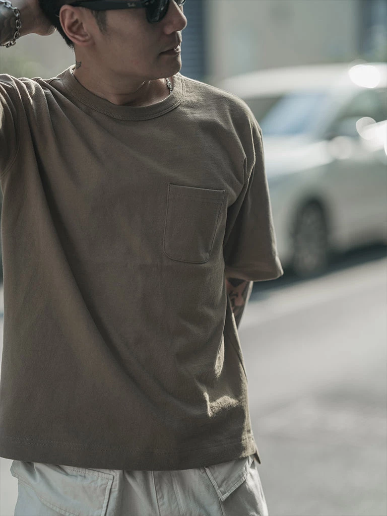 Non Stock MFG. CO. 9.8 Oz Cotton Classic Pocket T-Shirt - Khaki TOPS 6 Non Stock MFG. CO. 9.8 Oz Cotton Classic Pocket T-Shirt - Khaki TOPS