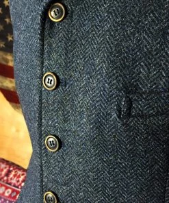 Annual Ring BEST SELLERS Navy Herringbone Tweed Lapel Vest