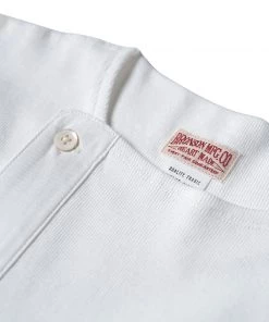 Bronson MFG. CO. June 2022 14 Oz Side Closing Henley T-Shirt - White