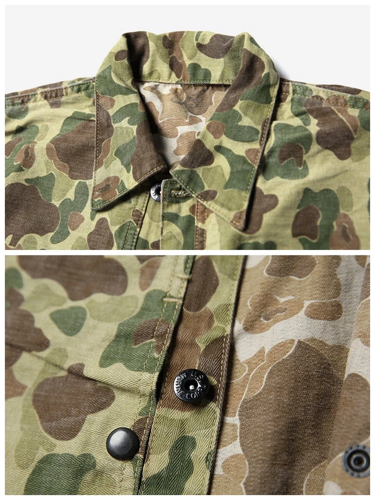 Bronson MFG. CO. TOPS WWII USMC Type P-44 HBT Duck Hunter Camo Jacket 7 Bronson MFG. CO. TOPS WWII USMC Type P-44 HBT Duck Hunter Camo Jacket