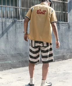 Non Stock MFG. CO. 11.5 Oz Heavyweight Wide Striped Prisoner Shorts 25 Non Stock MFG. CO. 11.5 Oz Heavyweight Wide Striped Prisoner Shorts