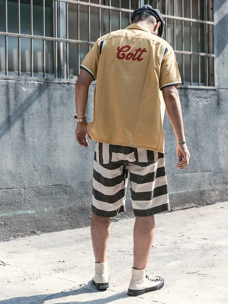 Non Stock MFG. CO. 11.5 Oz Heavyweight Wide Striped Prisoner Shorts 8 Non Stock MFG. CO. 11.5 Oz Heavyweight Wide Striped Prisoner Shorts