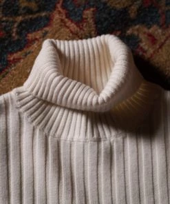 Annual Ring Merino Wool Roll Neck Sweater - White