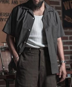 Bronson MFG. CO. Classic Panama Open Collar Shirt - Dark Gray