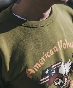 Non Stock MFG. CO. TOPS Flying Tigers Military Print Sweatshirt - Olive