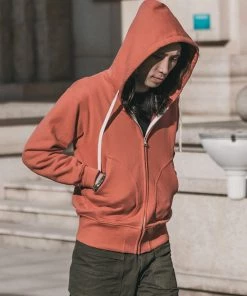 Non Stock MFG. CO. 17.5 Oz Terry Cloth Zip-Up Hoodie - Brick Red