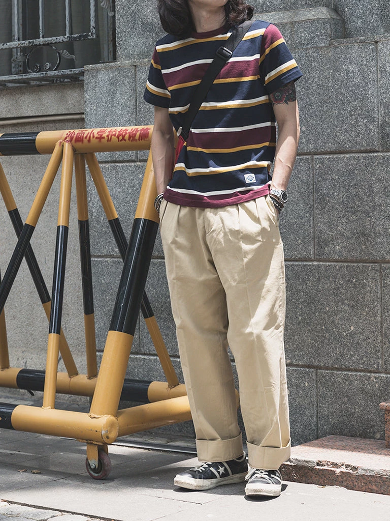 Non Stock MFG. CO. 1930s IVY Style Double Pleated Chino Trousers - Khaki May 2022 6 Non Stock MFG. CO. 1930s IVY Style Double Pleated Chino Trousers - Khaki May 2022