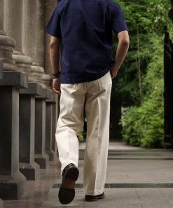 Annual Ring Classic Indigo Print Open Collar Shirt