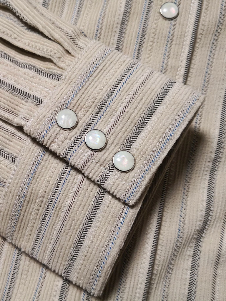 Annual Ring TOPS 1950s 8 Oz Striped Corduroy Western Shirt 10 Annual Ring TOPS 1950s 8 Oz Striped Corduroy Western Shirt
