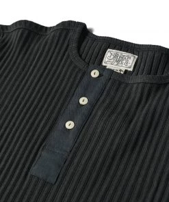 Bronson MFG. CO. BEST SELLERS 11 Oz Retro Ribbed Cotton Henley T-Shirt - Black 15 Bronson MFG. CO. BEST SELLERS 11 Oz Retro Ribbed Cotton Henley T-Shirt - Black