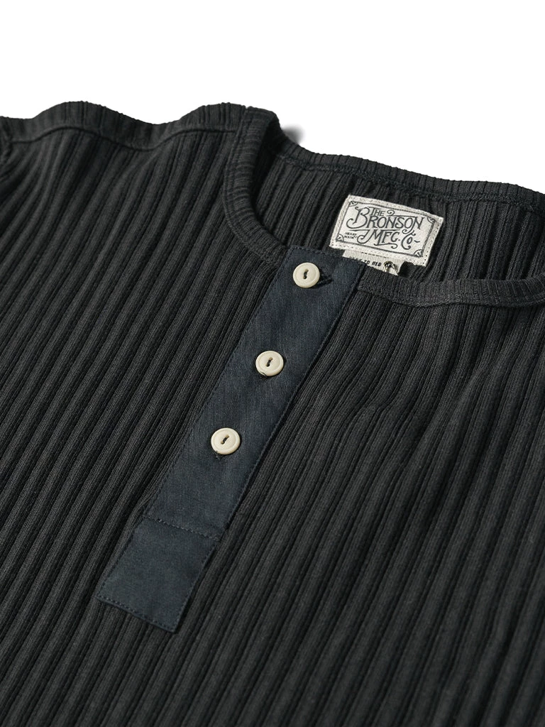Bronson MFG. CO. BEST SELLERS 11 Oz Retro Ribbed Cotton Henley T-Shirt - Black 8 Bronson MFG. CO. BEST SELLERS 11 Oz Retro Ribbed Cotton Henley T-Shirt - Black