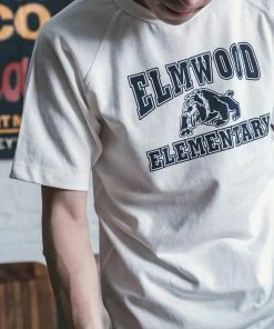 Non Stock MFG. CO. Vintage Elmwood Elementary Print Raglan Sleeve T-Shirt - White June 2022